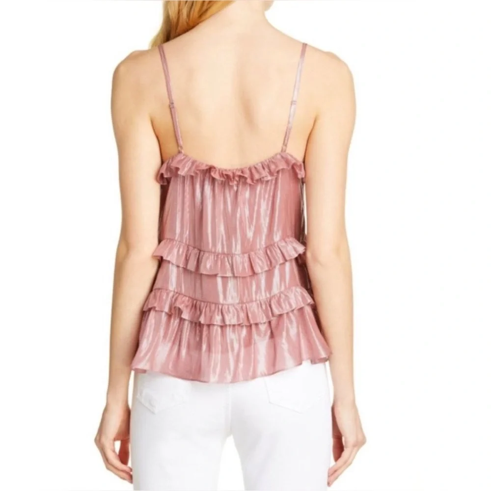 Rebecca Taylor Metallic Pink Ruffled Camisole - Picture 8 of 11